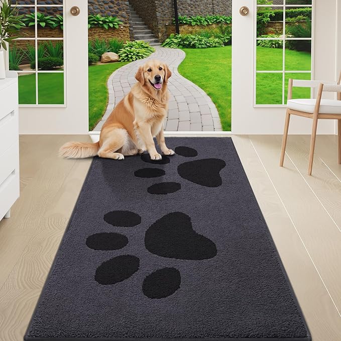 Buganda Dog Door Mat for Muddy Paws, Absorbent Dirt Trapper Washable Indoor by Buganda