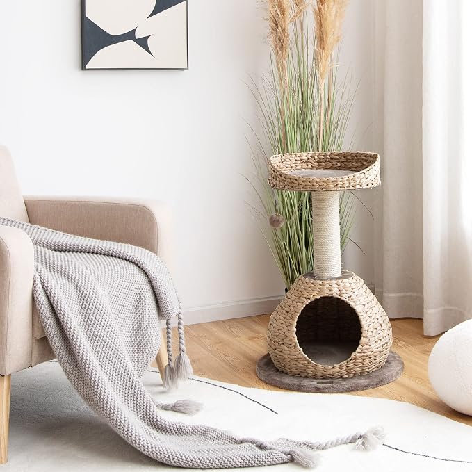 PETSITE Modern Cat Tree Tower, Paper Rope Natural Bowl Shaped - Image 6
