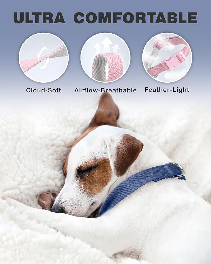 Dynmeow Soft and Breathable Cotton Dog Collar, Durable Adjustable Heavy-Duty - Image 3