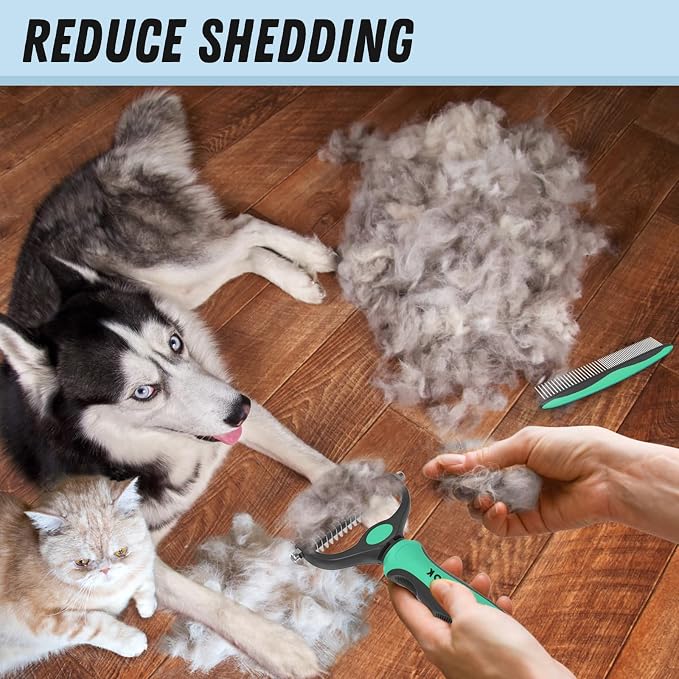 Pet Grooming Brush and Metal Comb Combo, Cat Brush Dog Brush - Image 5