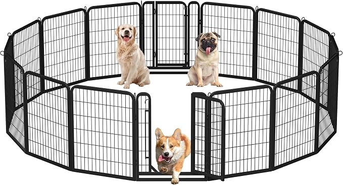 Yaheetech Dog Playpen Outdoor, 32 inch 16 Panels Dog Pen Indoor Heavy Duty by Yaheetech