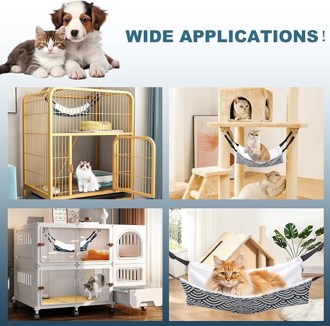 2 Pieces Cat Hammock for Cage Hanging Reversible, Soft Pet Cage Hammock - Image 6