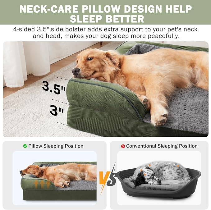 INVENHO Orthopedic Dog Bed for Large Dogs, Washable Waterproof, Egg-Crate Foam - Image 5
