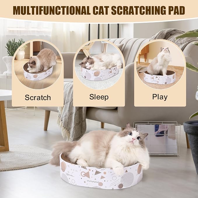 Oval Sturdy Cat Scratching Cardboard Pad Breathable Cat Scratch Pad, Cat - Image 4
