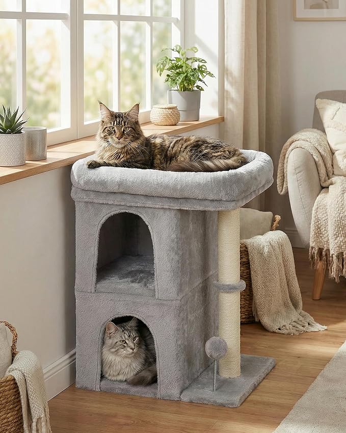 24in Cat Tree Tower with Scratching Post, 19 * 16.5in Window Perch Bed - Image 2