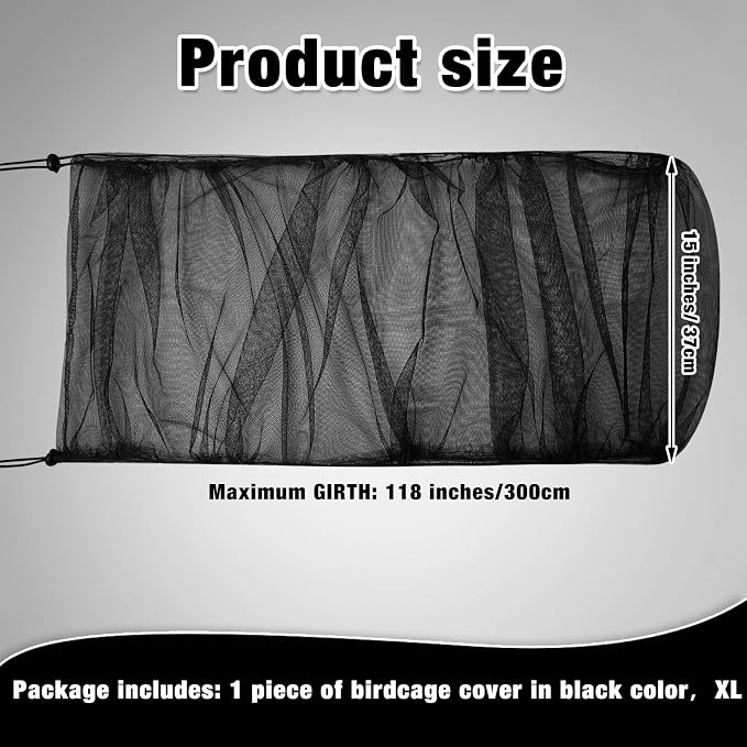 Shappy 2 Pieces Adjustable Bird Cage Seed Catcher Birdcage Cover Nylon Mesh - Image 2