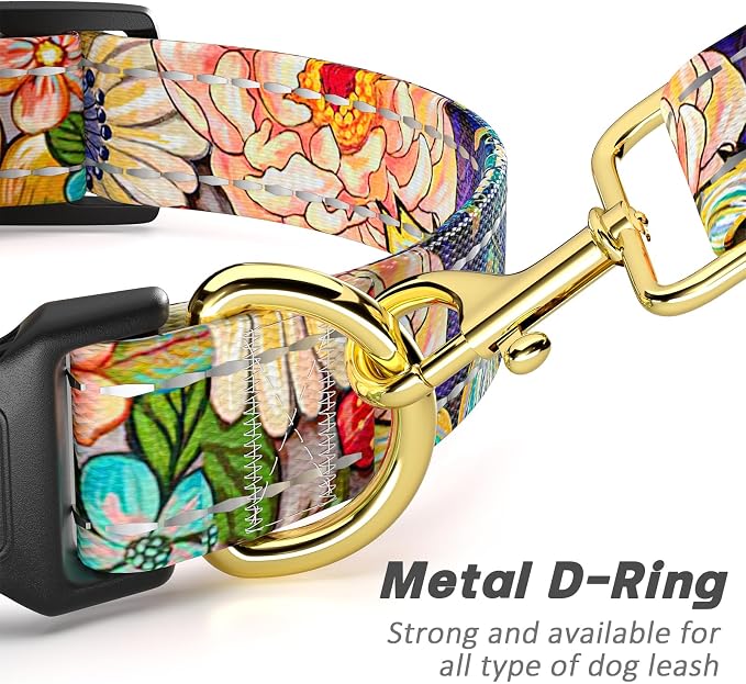 Reflective Dog Collar for Medium Dogs, Cute Boho Adjustable Heavy-Duty Nylon - Image 5