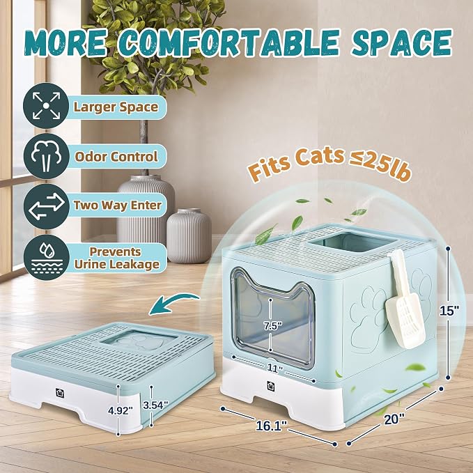 Enclosed Cat Litter Box with Lid Foldable Potty, Drawer Type Extra Large Cover - Image 2