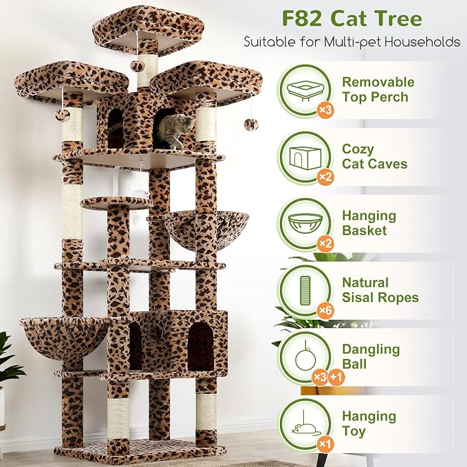 Globlazer Cat Trees and Towers for Multiple Adult Cats, 82-inch XXL Tall Cat - Image 2