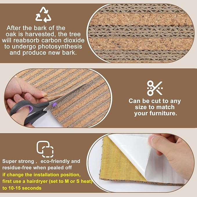 Natural Cork-Cat Scratcher Mat-Cat Scratch Pad Rug-cat Couch Protector-Wall - Image 3