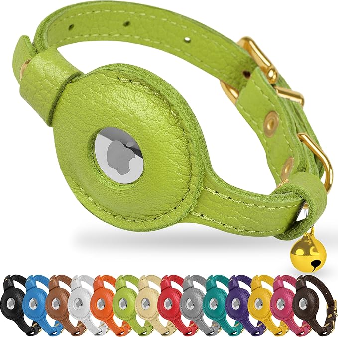 OOPSDOGGY Leather AirTag Cat Collar by OOPSDOGGY