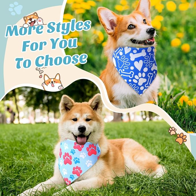50 Pcs Blue Paw Print Dog Bandanas Bulk Animal Footprint Bandanas - Image 4