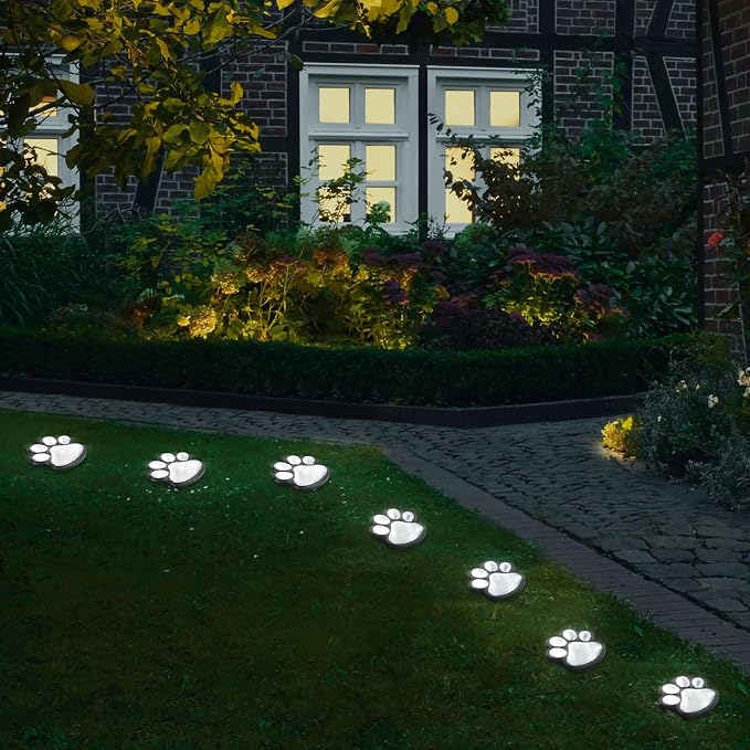 Animal Paw Print Solar Lights Outdoor Garden Decor, 8 Pack Paw Print Lights - Image 6