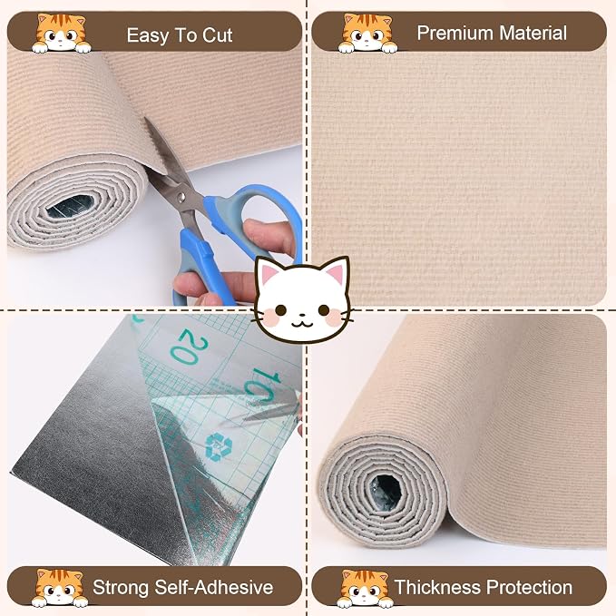 Cat Scratch Furniture Protector, 78.7"x15.8" Cat Scratching Mat, Trimmable - Image 3