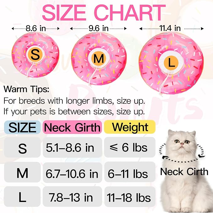 Cat Cone Collar Soft, Cute Cat Donut Collar After Surgery, Adjustable Kitten - Image 2