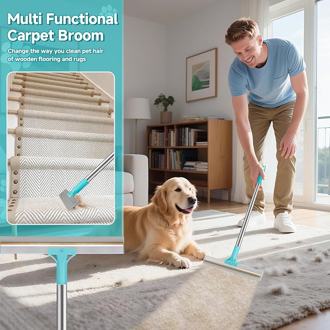 Carpet Rake for Pet Hair Removal Tool, Reusable Pet Hair Remover Broom - Image 8