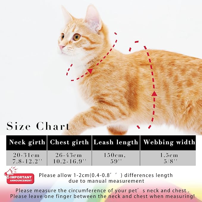 Cat Harness and Leash Set, Adjustable Kitten Harness Escape Proof Cats Harness - Image 6