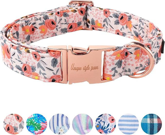 Unique Style Paws Pink Rose Collar Metal Buckle Dog Collar Flower Gift Durable by Uniquestylepaws