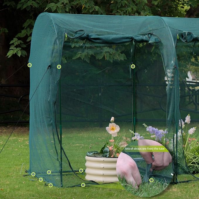 Poray Large 12.3X4FT Tunnel Plant Netting Cover, 6FT Tall Crop Cage Tomato - Image 8