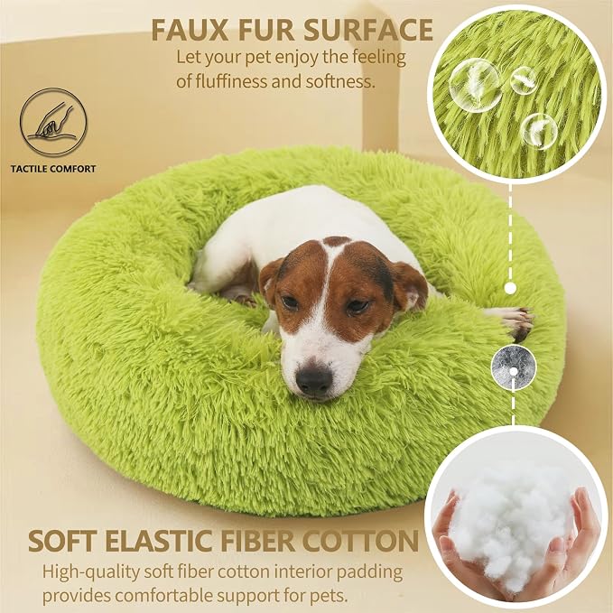 Calming Donut Dogs Beds for Small Dogs Washable, 23inch Plush Round Pet Bed for - Image 3
