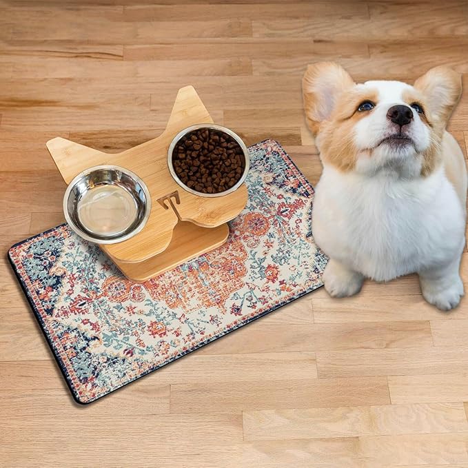 Absorbent Pet Dog Bowl Mat for Food and Water, Pet Cat Food Feeding Mat - Image 2