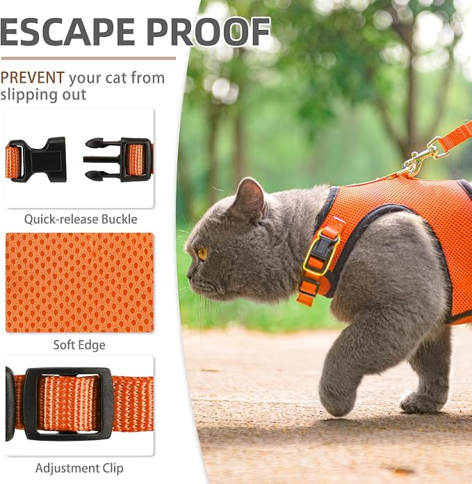 PUPTECK Soft Mesh Cat Vest Harness and Leash Set Puppy Padded Pet Harnesses - Image 3