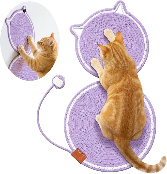 25.6 Inch Large Scratching Mat for Indoor Cats Natural Cotton Rope Flat by Shinylin