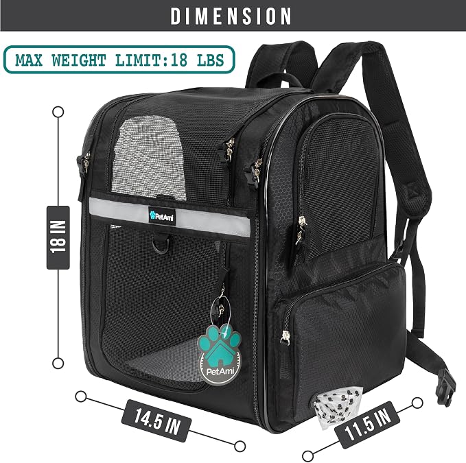 PetAmi Dog Backpack Carrier for Small Large Cat, Ventilated Pet Hiking Backpack - Image 2