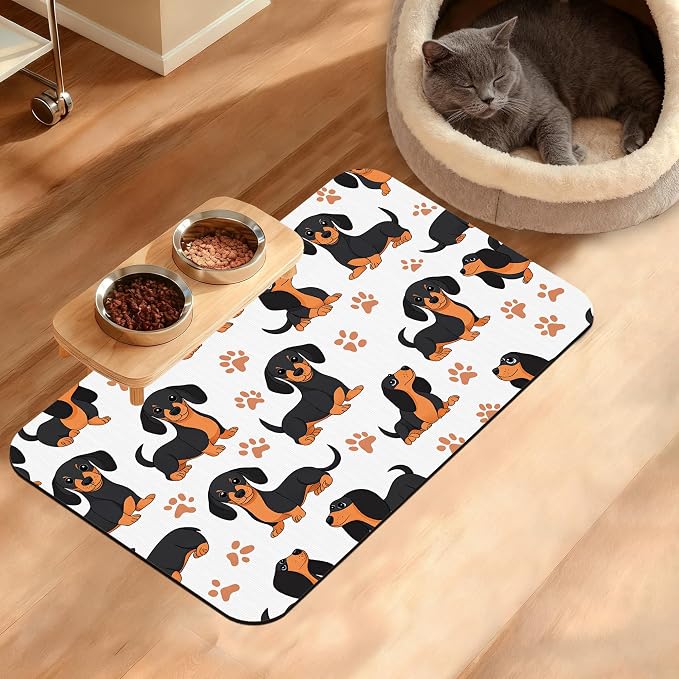 Dog Bowl Mat, Dog Dachshund Pet Feeding Mat by Unknown