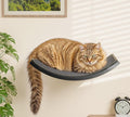 Gray Cat Wall Shelf with Grey Sisal Mat, Curved Cat Bed by PELUOMOZ