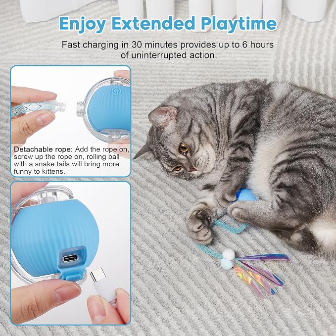 Interactive Cat Toys for Indoor Cats & Dogs, Agile Moving Cat Ball - Image 7