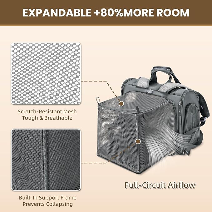 Lollimeow Expandable Cat Carrier Backpack - Image 3