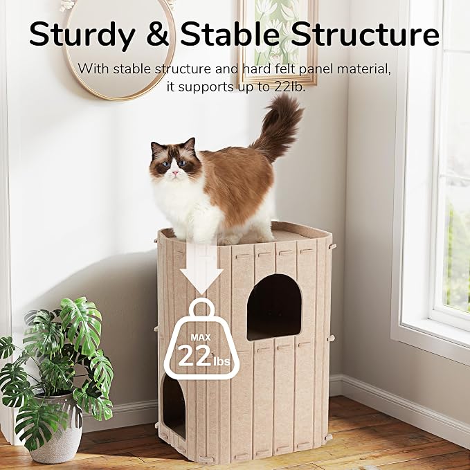 FUKUMARU Cat House for Indoor Cats, 23.62 Inch Large Cat Bed Cave Condo - Image 8