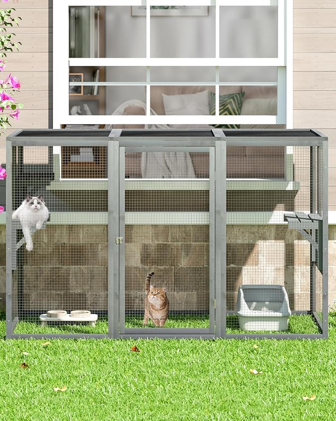 Catio Outdoor Cat Enclosure, Wooden Large Catios by Nyeekoy