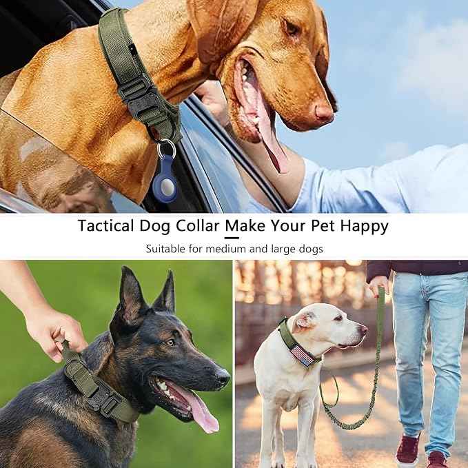 DAGANXI Tactical Dog Collar, Adjustable Military Training Nylon Dog Collar