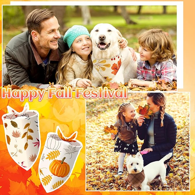 100 Pcs Fall Dog Bandanas Bulk Thanksgiving Pet Bibs Triangle Scarf Autumn Pet - Image 5