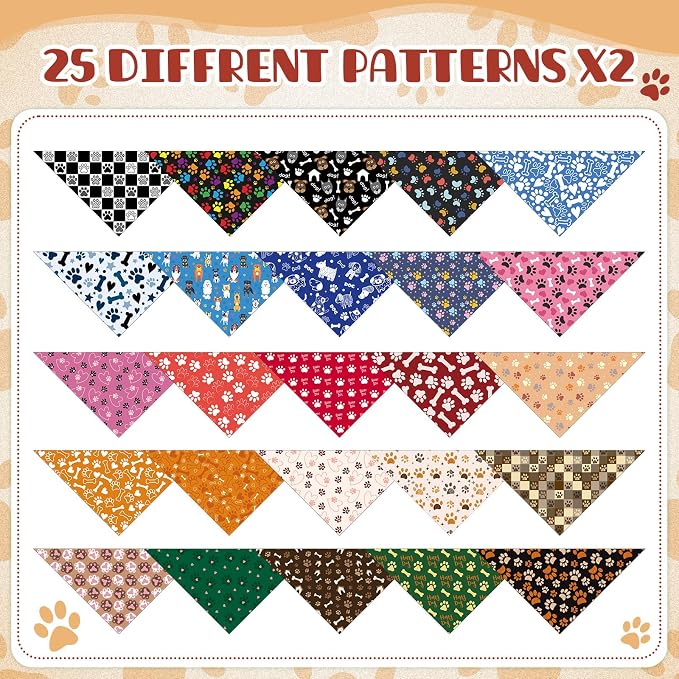Kacctyen 50 Pcs Dog Bandanas Bulk Large Bandanas - Image 7