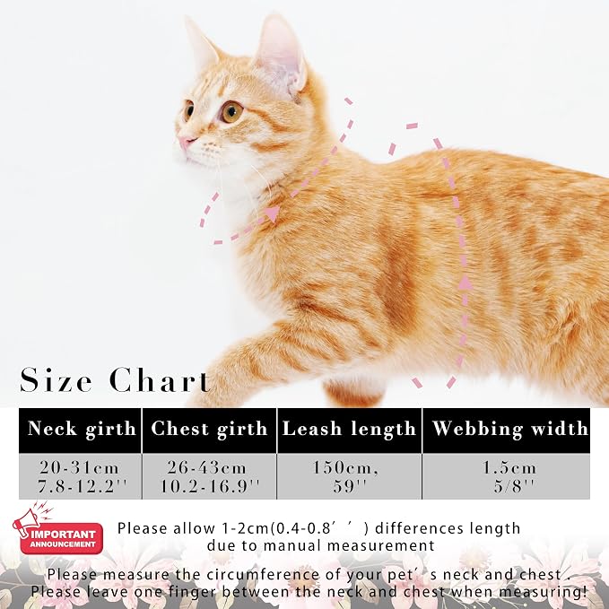 Cat Harness and Leash Set, Adjustable Kitten Harness Escape Proof Cats Harness - Image 6