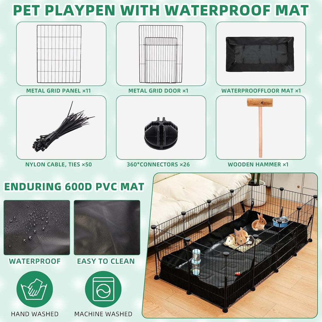 104 Pcs Rabbit Starter Kit with Playpen and Accessories - GlobalHabitat Supply
