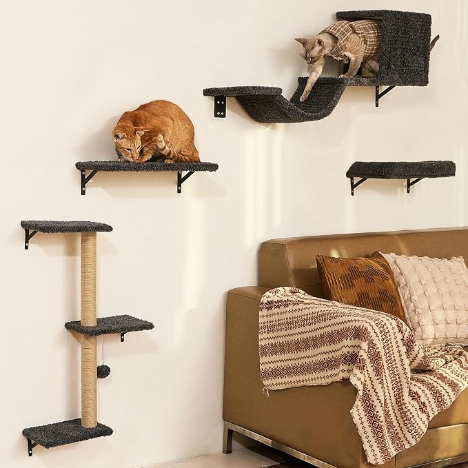 FUKUMARU Cat Wall Shelves, Stable & Safe 4 in 1 Cat Furniture Set, Wooden by FUKUMARU