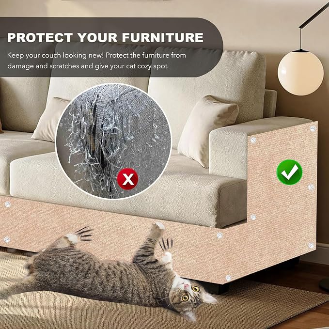 78.7"X15.8" Self-Adhesive Cat Scratching Mat, Couch Protector from Cat Claws - Image 4