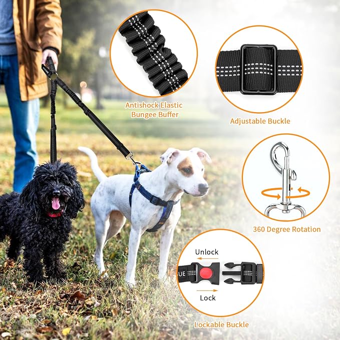 BWOGUE Double Dog Cat Seat Belts, Car Headrest Restraint Adjustable Travel Leash - Image 4