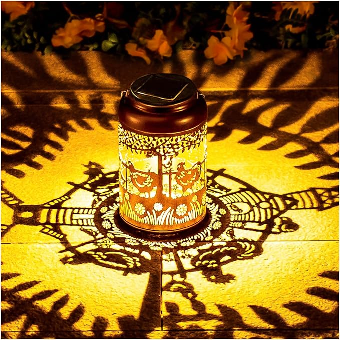 Chicken Solar Lanterns Outdoor Hanging Waterproof Solar Lights Chicken Gifts by SRDJXY