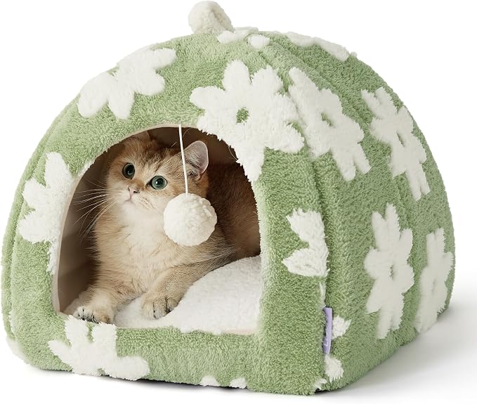 Lesure Cute Cat Beds for Indoor Cats - 2 in 1 Cat Cave Bed for Kittens and by Lesure