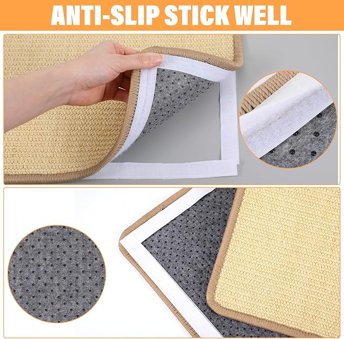 4 Pack Cat Scratcher Mat, Fabric Sisal Cat Scratching Pad - Image 3