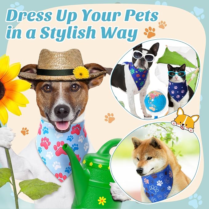 50 Pcs Blue Paw Print Dog Bandanas Bulk Animal Footprint Bandanas - Image 6