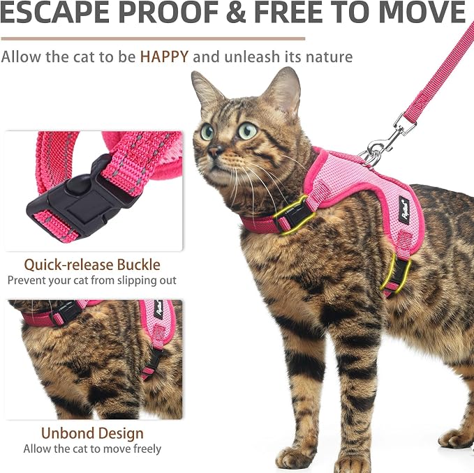 PUPTECK Cat Harness and Leash Set Escape Proof, Reflective Adjustable Soft Mesh - Image 3