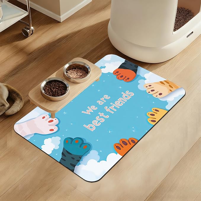 Cat Paw Pet Feeding Mat–Christmas Stocking Quick Dry Absorbent Dog Cat Food Mat by LUTASER