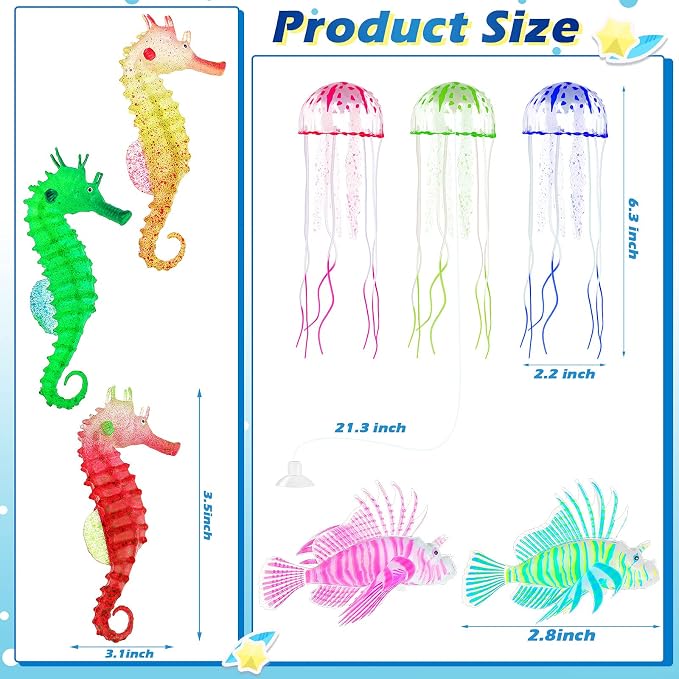 Patelai 8 Pcs Glow in The Dark Fish Tank Decorations Silicone Floating - Image 3