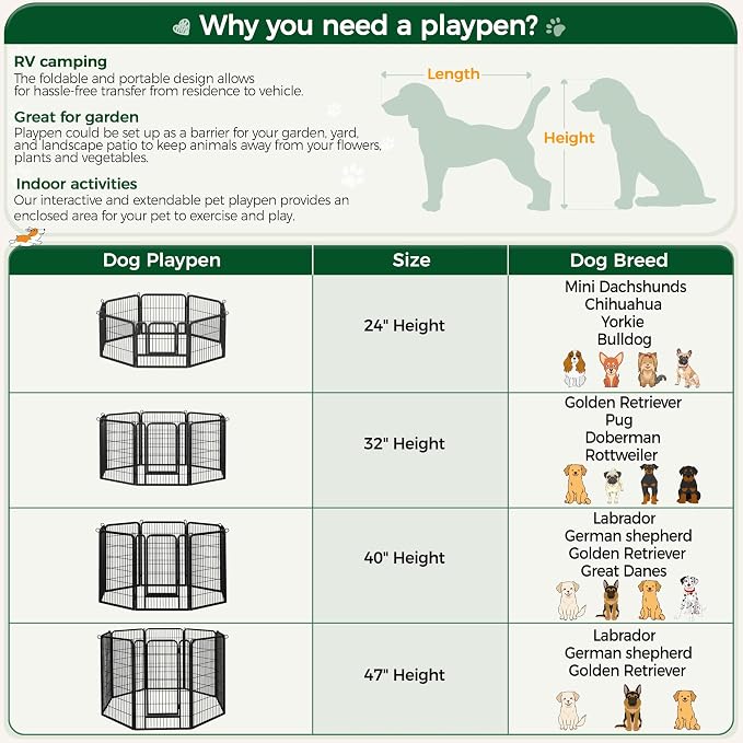 Yaheetech Dog Playpen Outdoor, 47 inch 24 Panels Dog Pen Indoor Heavy Duty - Image 8